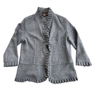 ⭐️ Multiples Gray Ruffle Wool Blend Jacket One Hook Closure Women’s M